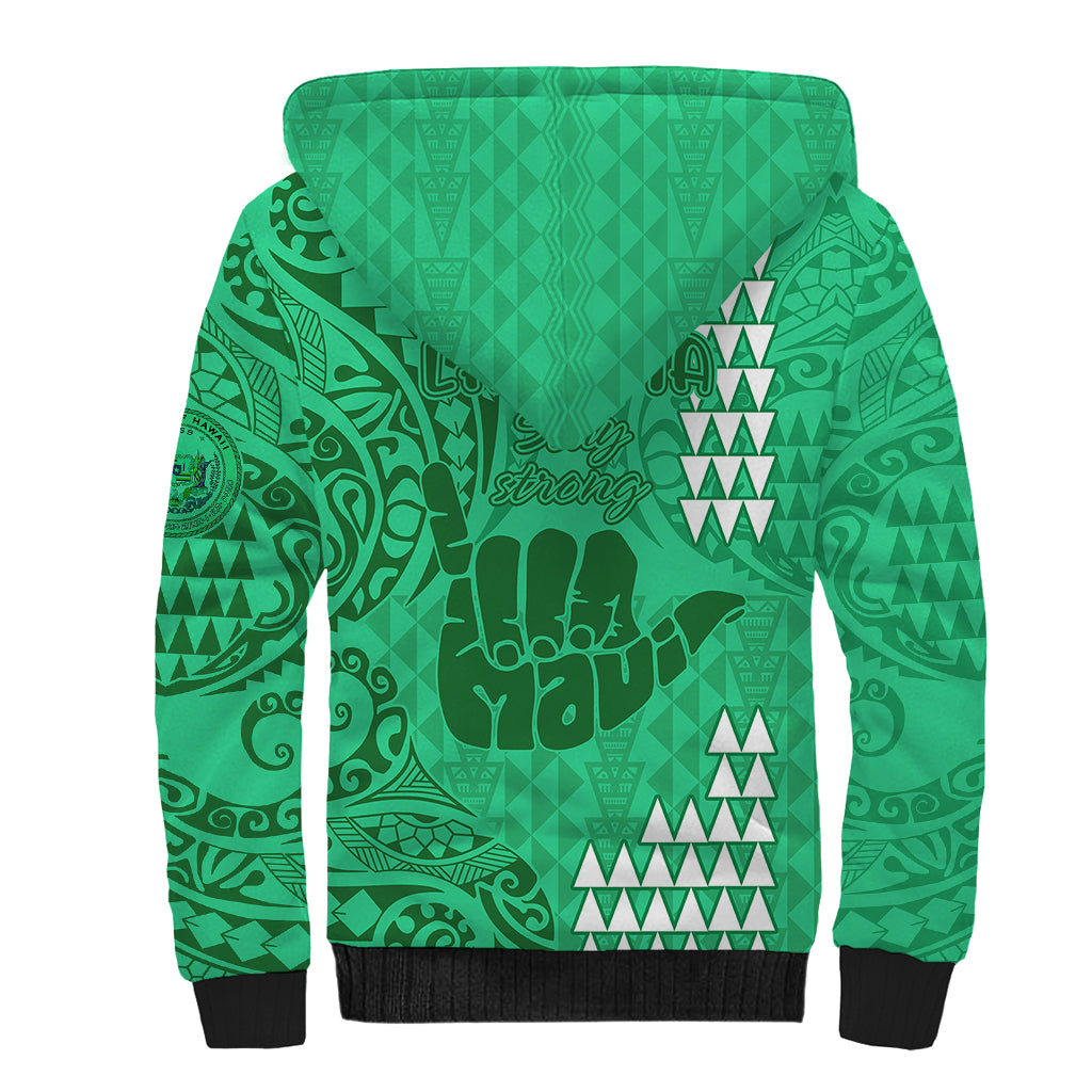 Strong Maui Sherpa Hoodie Good Living Hawaii with Shaka Sign Kakau Tribal Green - Wonder Print Shop