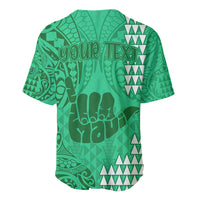 Personalised Strong Maui Baseball Jersey Good Living Hawaii with Shaka Sign Kakau Tribal Green LT9 - Wonder Print Shop
