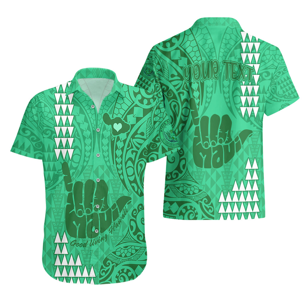 Personalised Strong Maui Hawaiian Shirt Good Living Hawaii with Shaka Sign Kakau Tribal Green - Wonder Print Shop