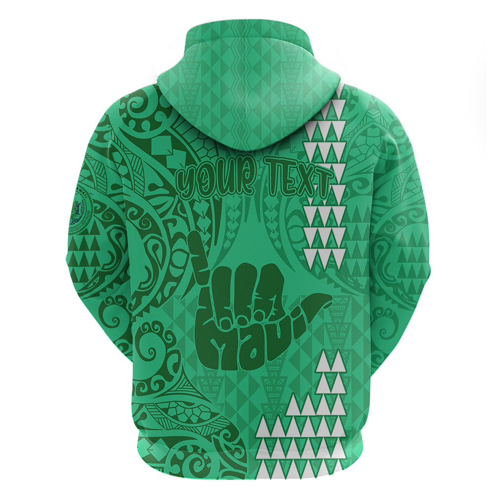 Personalised Strong Maui Hoodie Good Living Hawaii with Shaka Sign Kakau Tribal Green - Wonder Print Shop