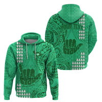Personalised Strong Maui Hoodie Good Living Hawaii with Shaka Sign Kakau Tribal Green - Wonder Print Shop