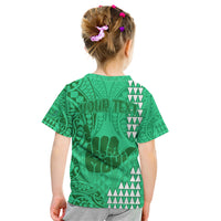 Personalised Strong Maui Kid T Shirt Good Living Hawaii with Shaka Sign Kakau Tribal Green - Wonder Print Shop
