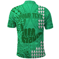 Personalised Strong Maui Polo Shirt Good Living Hawaii with Shaka Sign Kakau Tribal Green - Wonder Print Shop