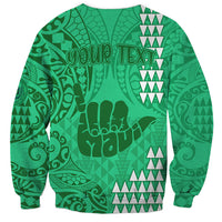 Personalised Strong Maui Sweatshirt Good Living Hawaii with Shaka Sign Kakau Tribal Green - Wonder Print Shop