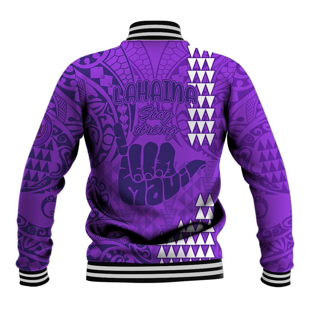 Strong Maui Baseball Jacket Good Living Hawaii with Shaka Sign Kakau Tribal Purple LT9 - Wonder Print Shop
