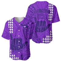 Strong Maui Baseball Jersey Good Living Hawaii with Shaka Sign Kakau Tribal Purple LT9 - Wonder Print Shop