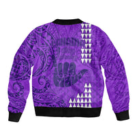 Strong Maui Bomber Jacket Good Living Hawaii with Shaka Sign Kakau Tribal Purple LT9 - Wonder Print Shop