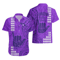 Strong Maui Hawaiian Shirt Good Living Hawaii with Shaka Sign Kakau Tribal Purple - Wonder Print Shop