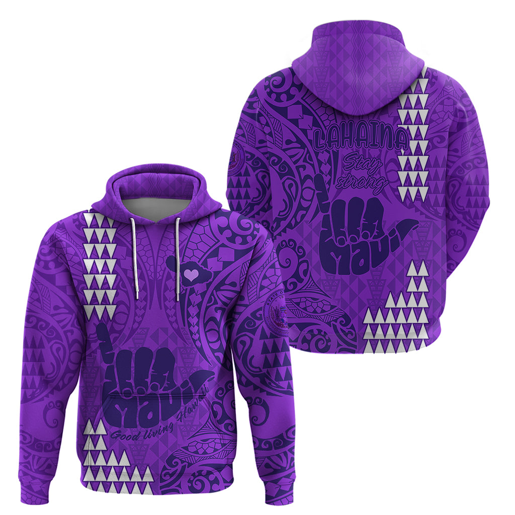 Strong Maui Hoodie Good Living Hawaii with Shaka Sign Kakau Tribal Purple - Wonder Print Shop