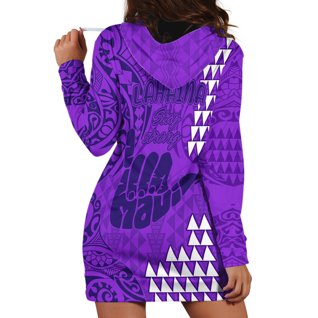 Strong Maui Hoodie Dress Good Living Hawaii with Shaka Sign Kakau Tribal Purple - Wonder Print Shop