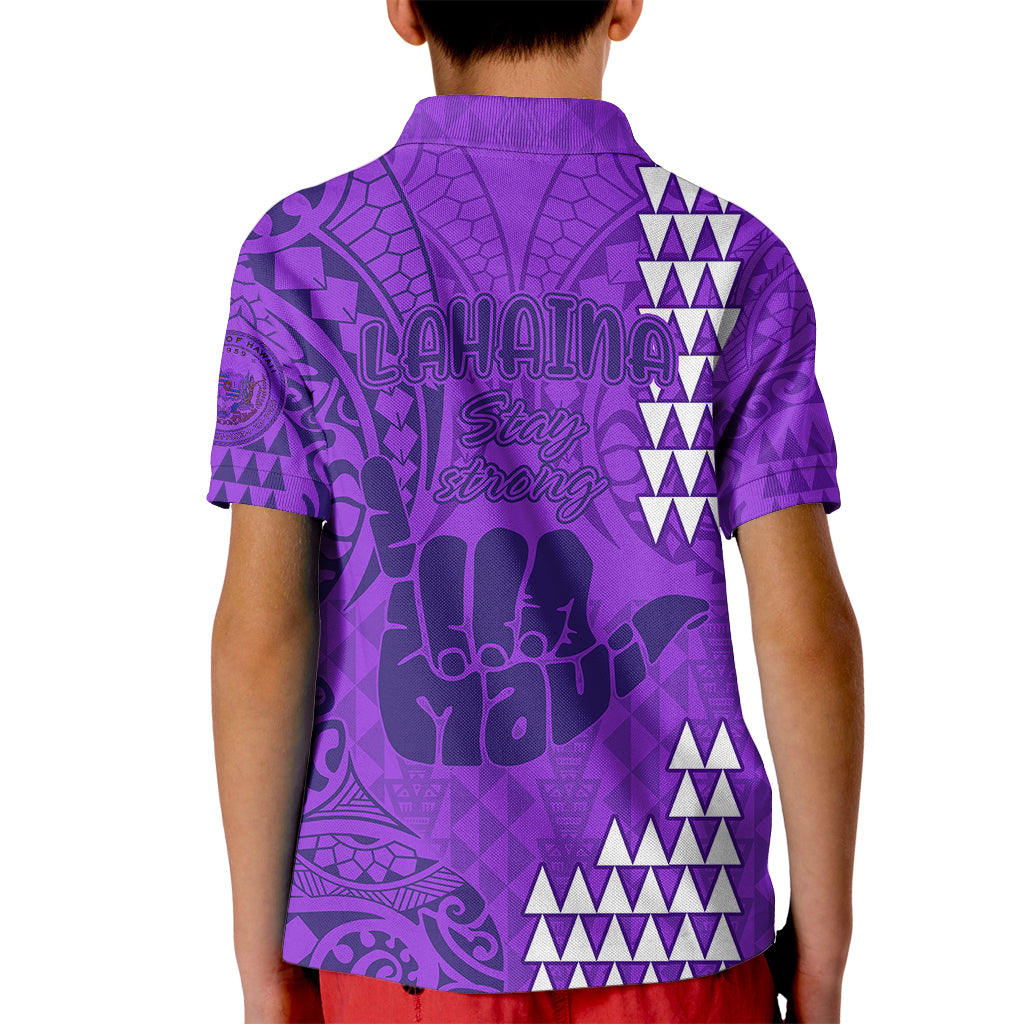 Strong Maui Kid Polo Shirt Good Living Hawaii with Shaka Sign Kakau Tribal Purple - Wonder Print Shop