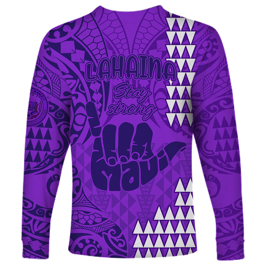 Strong Maui Long Sleeve Shirt Good Living Hawaii with Shaka Sign Kakau Tribal Purple - Wonder Print Shop