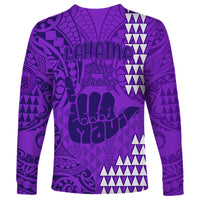Strong Maui Long Sleeve Shirt Good Living Hawaii with Shaka Sign Kakau Tribal Purple - Wonder Print Shop