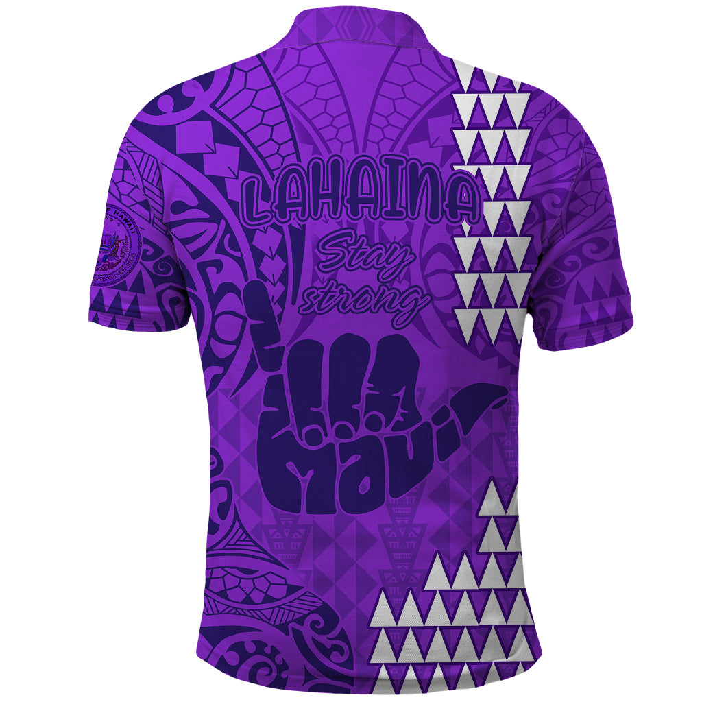 Strong Maui Polo Shirt Good Living Hawaii with Shaka Sign Kakau Tribal Purple - Wonder Print Shop