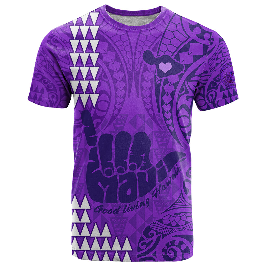 Strong Maui T Shirt Good Living Hawaii with Shaka Sign Kakau Tribal Purple - Wonder Print Shop