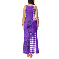Strong Maui Tank Maxi Dress Good Living Hawaii with Shaka Sign Kakau Tribal Purple - Wonder Print Shop