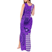 Strong Maui Tank Maxi Dress Good Living Hawaii with Shaka Sign Kakau Tribal Purple - Wonder Print Shop
