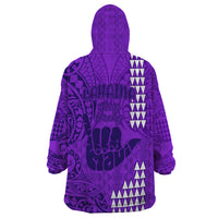 Strong Maui Wearable Blanket Hoodie Good Living Hawaii with Shaka Sign Kakau Tribal Purple - Wonder Print Shop