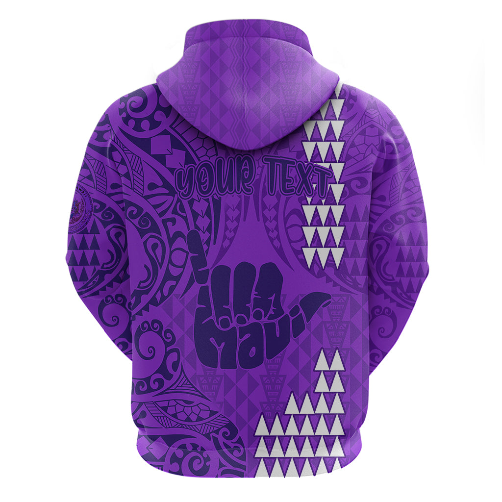 Personalised Strong Maui Hoodie Good Living Hawaii with Shaka Sign Kakau Tribal Purple - Wonder Print Shop