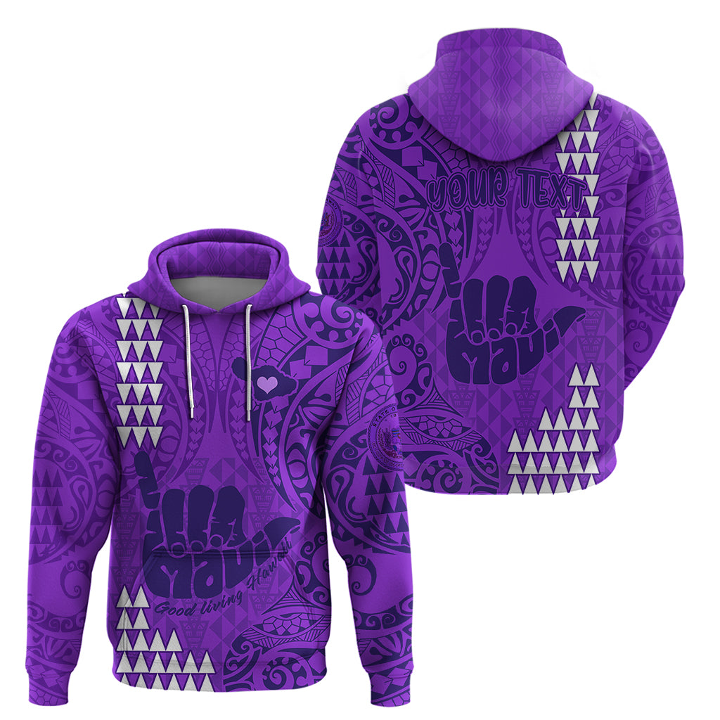 Personalised Strong Maui Hoodie Good Living Hawaii with Shaka Sign Kakau Tribal Purple - Wonder Print Shop