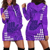 Personalised Strong Maui Hoodie Dress Good Living Hawaii with Shaka Sign Kakau Tribal Purple - Wonder Print Shop