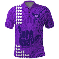 Personalised Strong Maui Polo Shirt Good Living Hawaii with Shaka Sign Kakau Tribal Purple - Wonder Print Shop