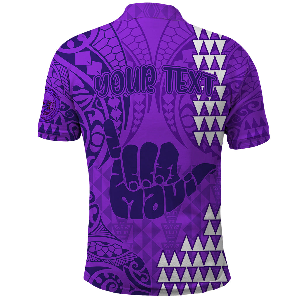 Personalised Strong Maui Polo Shirt Good Living Hawaii with Shaka Sign Kakau Tribal Purple - Wonder Print Shop
