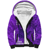Personalised Strong Maui Sherpa Hoodie Good Living Hawaii with Shaka Sign Kakau Tribal Purple - Wonder Print Shop