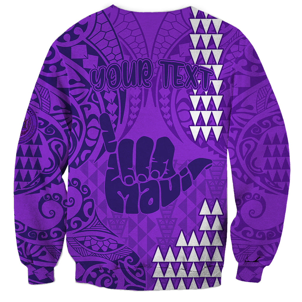 Personalised Strong Maui Sweatshirt Good Living Hawaii with Shaka Sign Kakau Tribal Purple - Wonder Print Shop