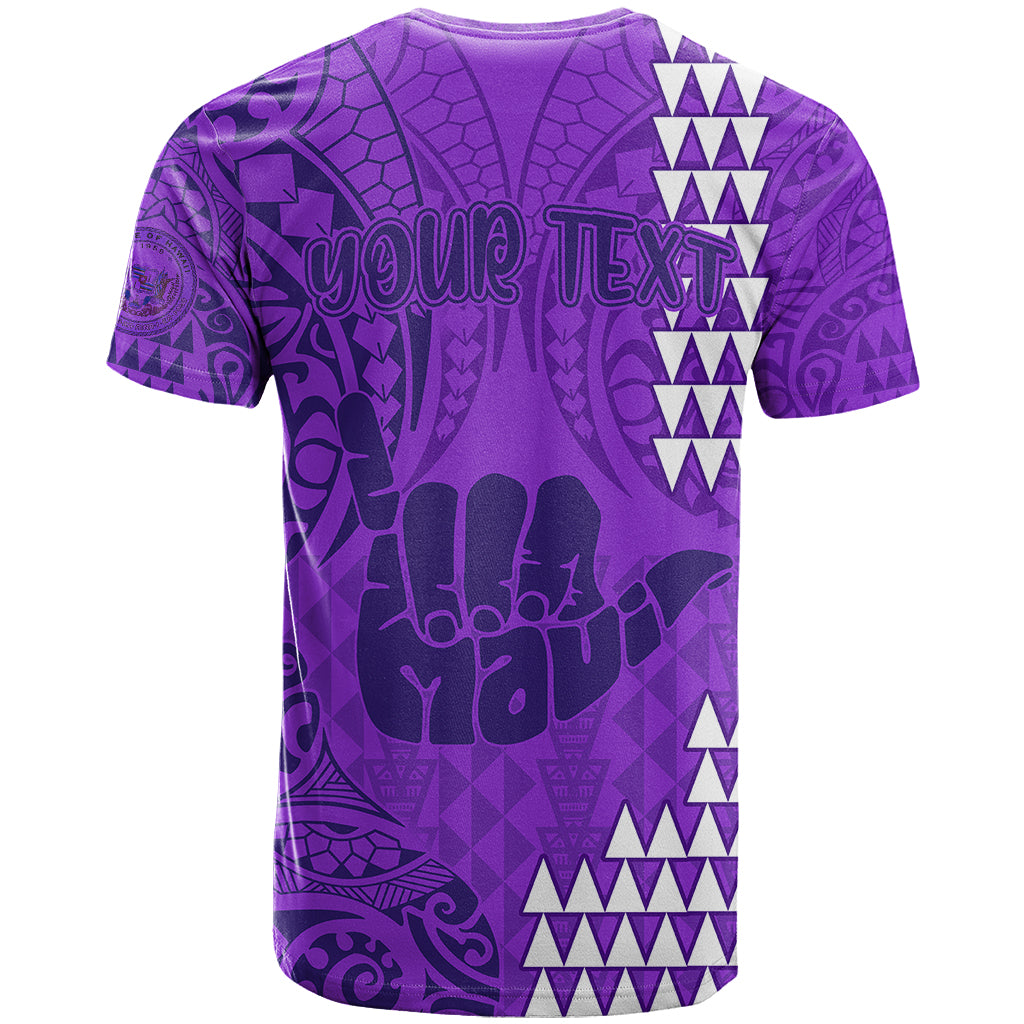 Personalised Strong Maui T Shirt Good Living Hawaii with Shaka Sign Kakau Tribal Purple - Wonder Print Shop