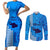 Maui Island Couples Matching Short Sleeve Bodycon Dress and Long Sleeve Button Shirts Kakau Tribal Mixed Polynesian Pattern Blue LT9 - Wonder Print Shop