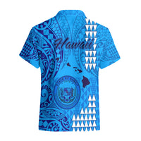 Maui Island Hawaiian Shirt Kakau Tribal Mixed Polynesian Pattern Blue - Wonder Print Shop