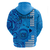 Personalised Maui Island Hoodie Kakau Tribal Mixed Polynesian Pattern Blue - Wonder Print Shop