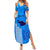 Personalised Maui Island Summer Maxi Dress Kakau Tribal Mixed Polynesian Pattern Blue - Wonder Print Shop