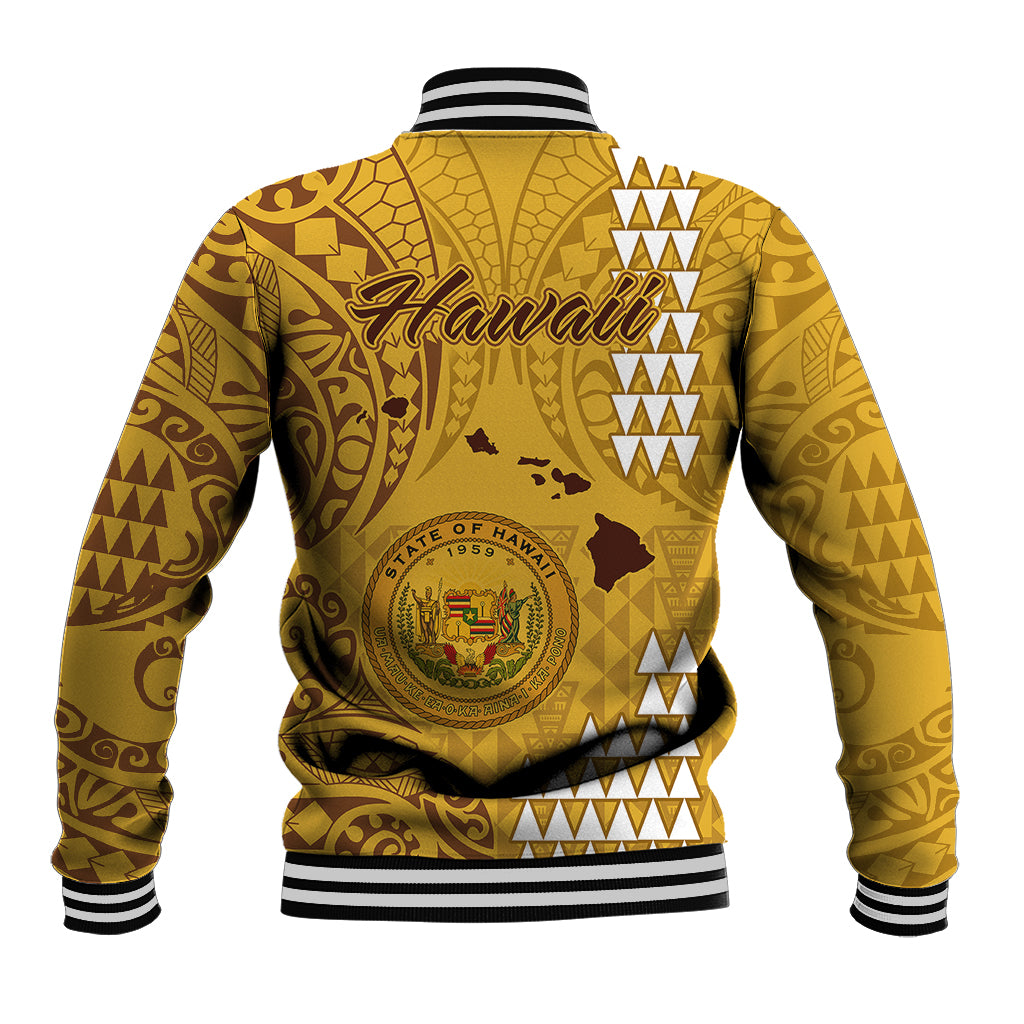 Maui Island Baseball Jacket Kakau Tribal Mixed Polynesian Pattern Gold LT9 - Wonder Print Shop