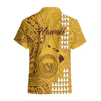Maui Island Hawaiian Shirt Kakau Tribal Mixed Polynesian Pattern Gold - Wonder Print Shop