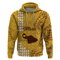Maui Island Hoodie Kakau Tribal Mixed Polynesian Pattern Gold - Wonder Print Shop