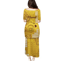 Maui Island Puletasi Kakau Tribal Mixed Polynesian Pattern Gold - Wonder Print Shop