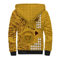 Maui Island Sherpa Hoodie Kakau Tribal Mixed Polynesian Pattern Gold - Wonder Print Shop