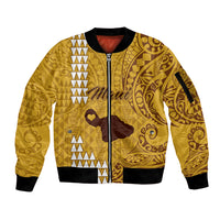 Maui Island Sleeve Zip Bomber Jacket Kakau Tribal Mixed Polynesian Pattern Gold - Wonder Print Shop