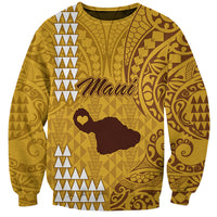 Maui Island Sweatshirt Kakau Tribal Mixed Polynesian Pattern Gold - Wonder Print Shop
