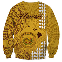 Maui Island Sweatshirt Kakau Tribal Mixed Polynesian Pattern Gold - Wonder Print Shop