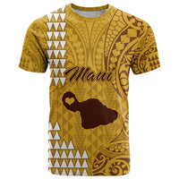 Maui Island T Shirt Kakau Tribal Mixed Polynesian Pattern Gold - Wonder Print Shop