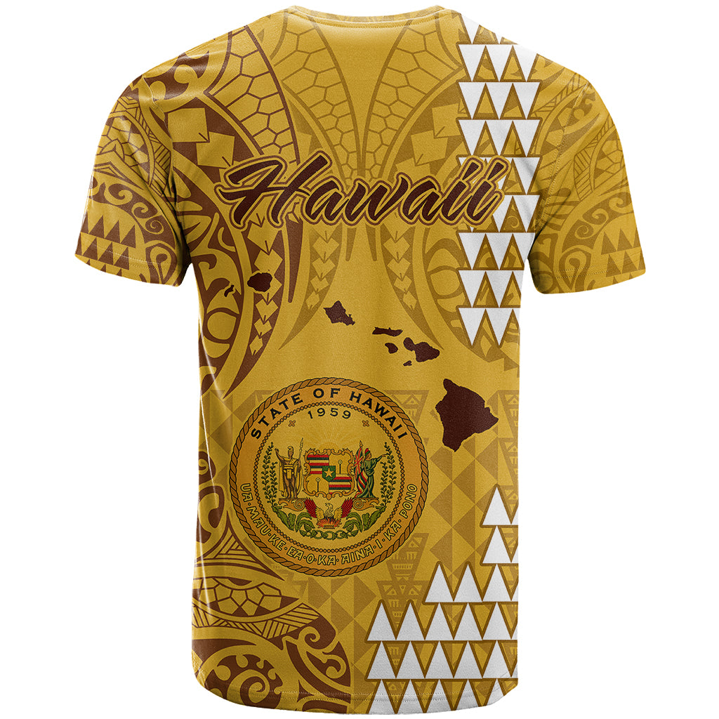Maui Island T Shirt Kakau Tribal Mixed Polynesian Pattern Gold - Wonder Print Shop