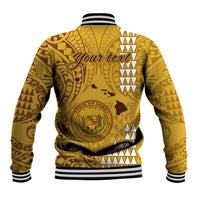 Personalised Maui Island Baseball Jacket Kakau Tribal Mixed Polynesian Pattern Gold LT9 - Wonder Print Shop