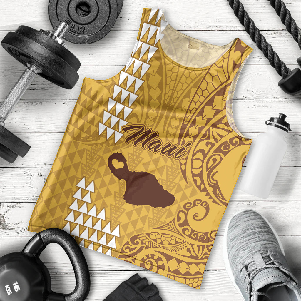 personalised-maui-island-men-tank-top-kakau-tribal-mixed-polynesian-pattern-gold