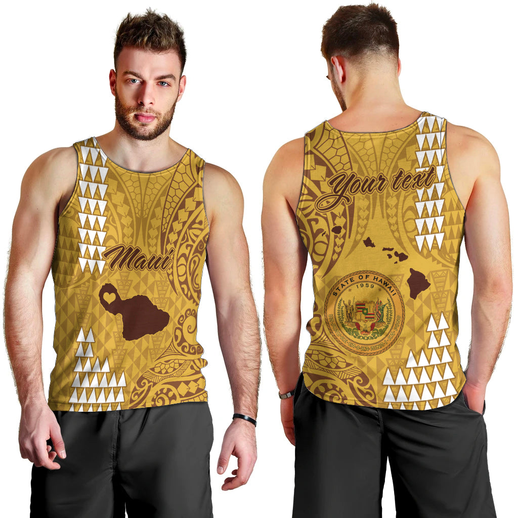 personalised-maui-island-men-tank-top-kakau-tribal-mixed-polynesian-pattern-gold
