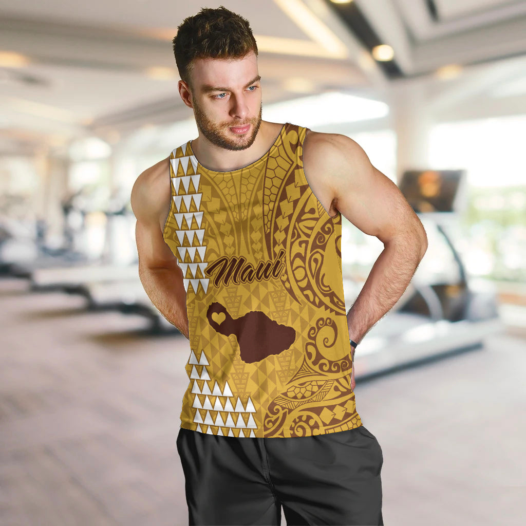 personalised-maui-island-men-tank-top-kakau-tribal-mixed-polynesian-pattern-gold