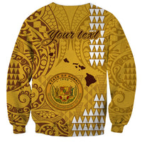 Personalised Maui Island Sweatshirt Kakau Tribal Mixed Polynesian Pattern Gold - Wonder Print Shop