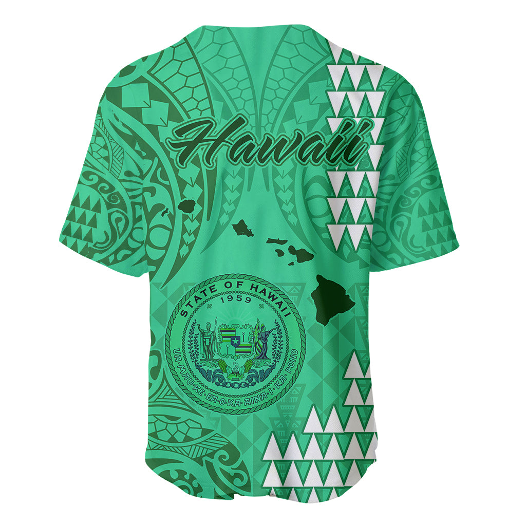 Maui Island Baseball Jersey Kakau Tribal Mixed Polynesian Pattern Green LT9 - Wonder Print Shop